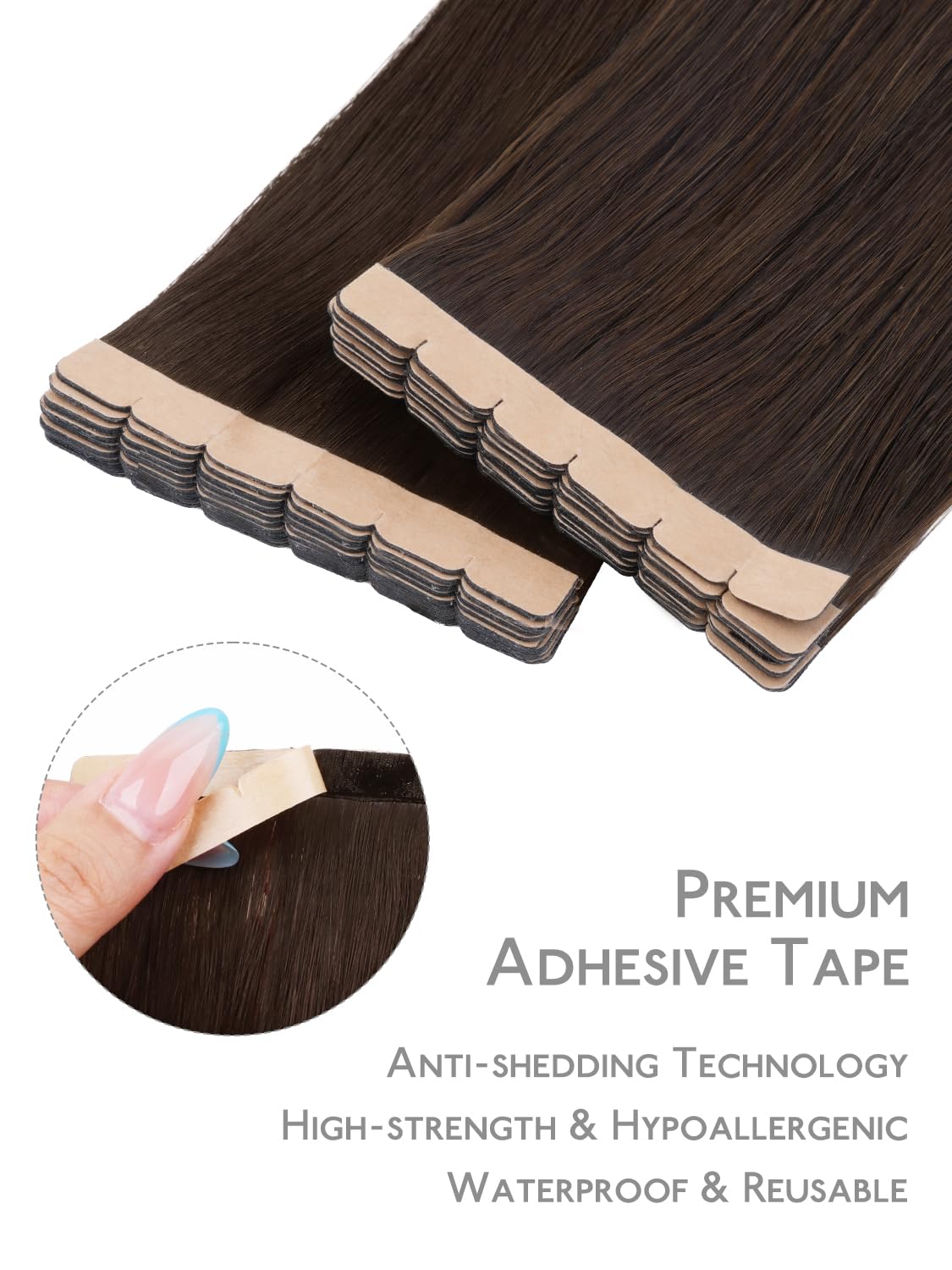 Wennalife Mini Tape in Hair Extensions 50g in hand for size comparison