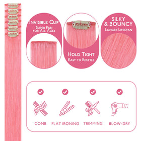 Wennalife Peach Pink Clip-In Hair Extensions close-up of clips