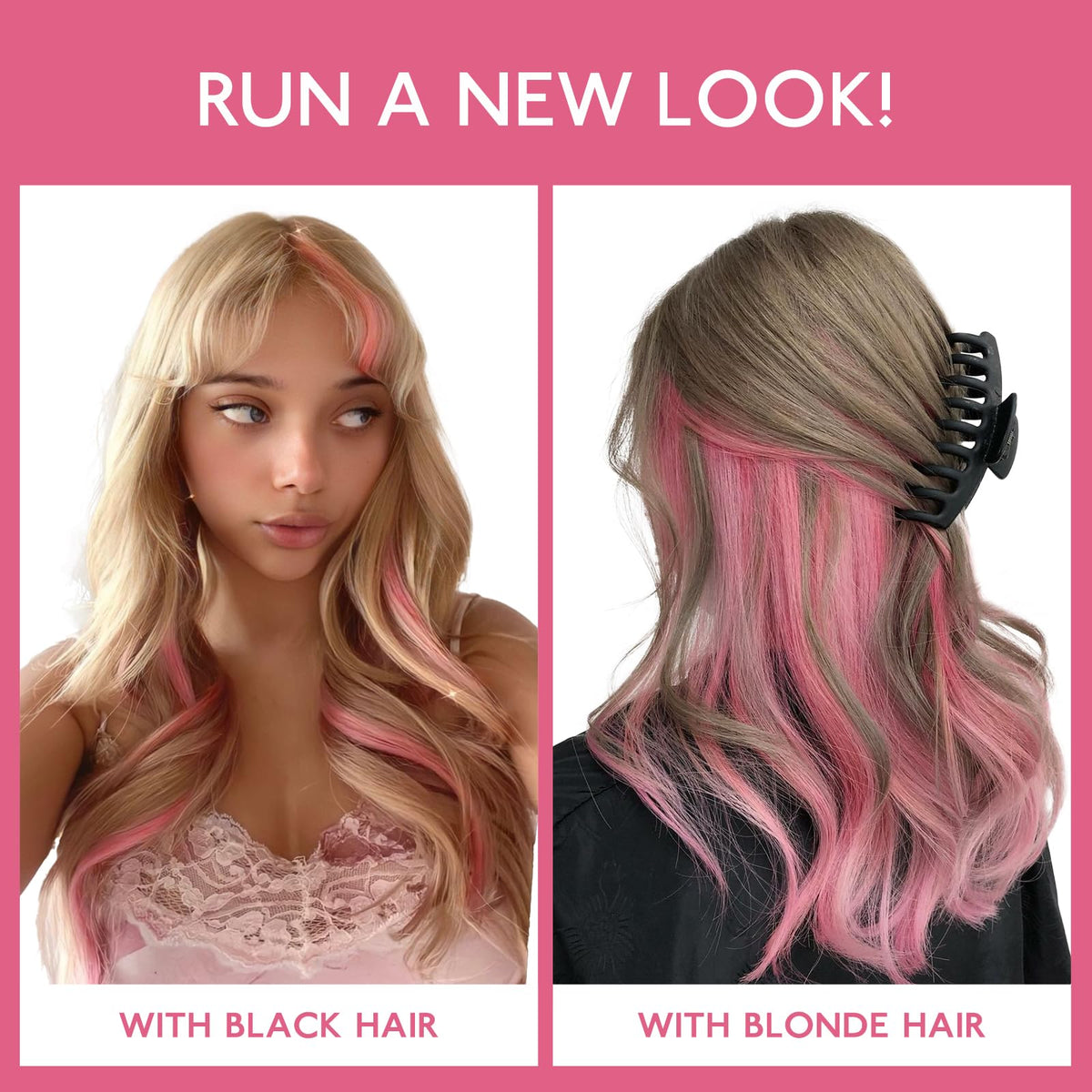 Wennalife Peach Pink Clip-In Hair Extensions on a model