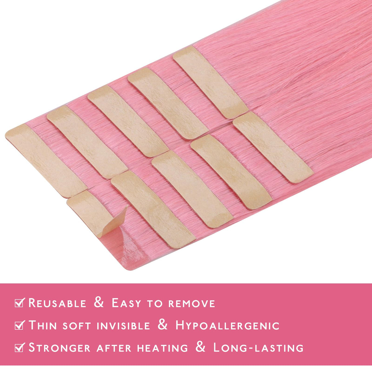 Wennalife Peach Pink Tape In Hair Extensions back view