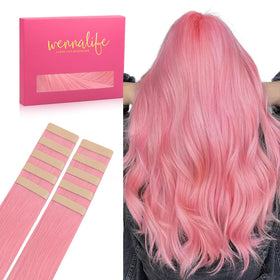 Wennalife Peach Pink Tape In Hair Extensions front view