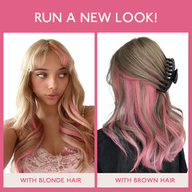 Wennalife Peach Pink Tape in Hair Extensions on model