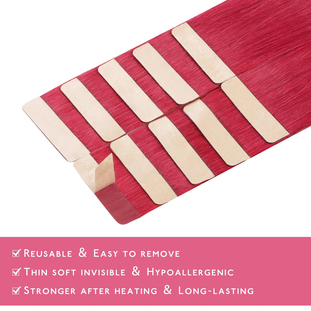 Wennalife red hair extensions displayed with other colours