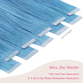 Wennalife SkyBlue Tape in Hair Extensions 14 inch packaging