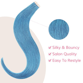 Wennalife SkyBlue Tape in Hair Extensions back view