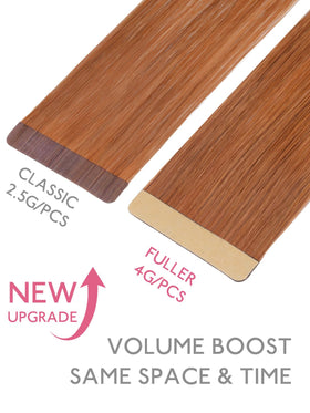 Wennalife Tape in Hair Extensions 16 inch Dirty Ginger close-up of weft