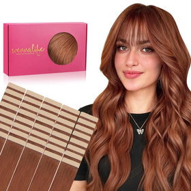 Wennalife Tape in Hair Extensions 18 inch Cinnamon Copper front view