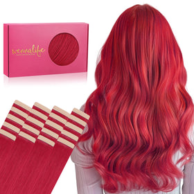 Wennalife Tape in Hair Extensions 18 inch red front view