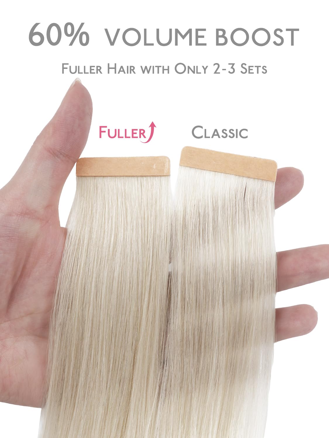 Wennalife Tape in Hair Extensions 20 inch Platinum Blonde packaging
