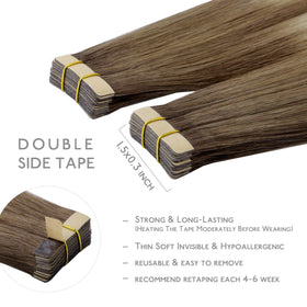 Wennalife Tape in Hair Extensions 20 inch sandy brown to platinum blonde close-up
