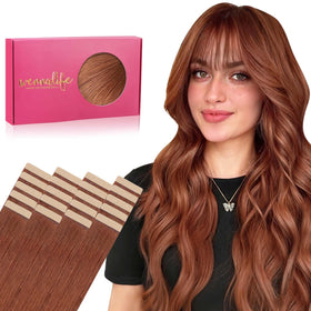 Wennalife Tape in Hair Extensions 20pcs Cinnamon Copper front view