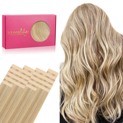 Wennalife Tape in Hair Extensions 20pcs Light Blonde front view