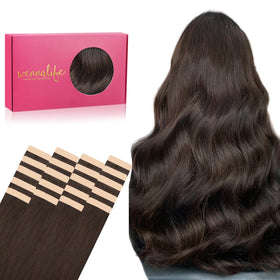 Wennalife Tape in Hair Extensions 20pcs Light Dark Brown front view