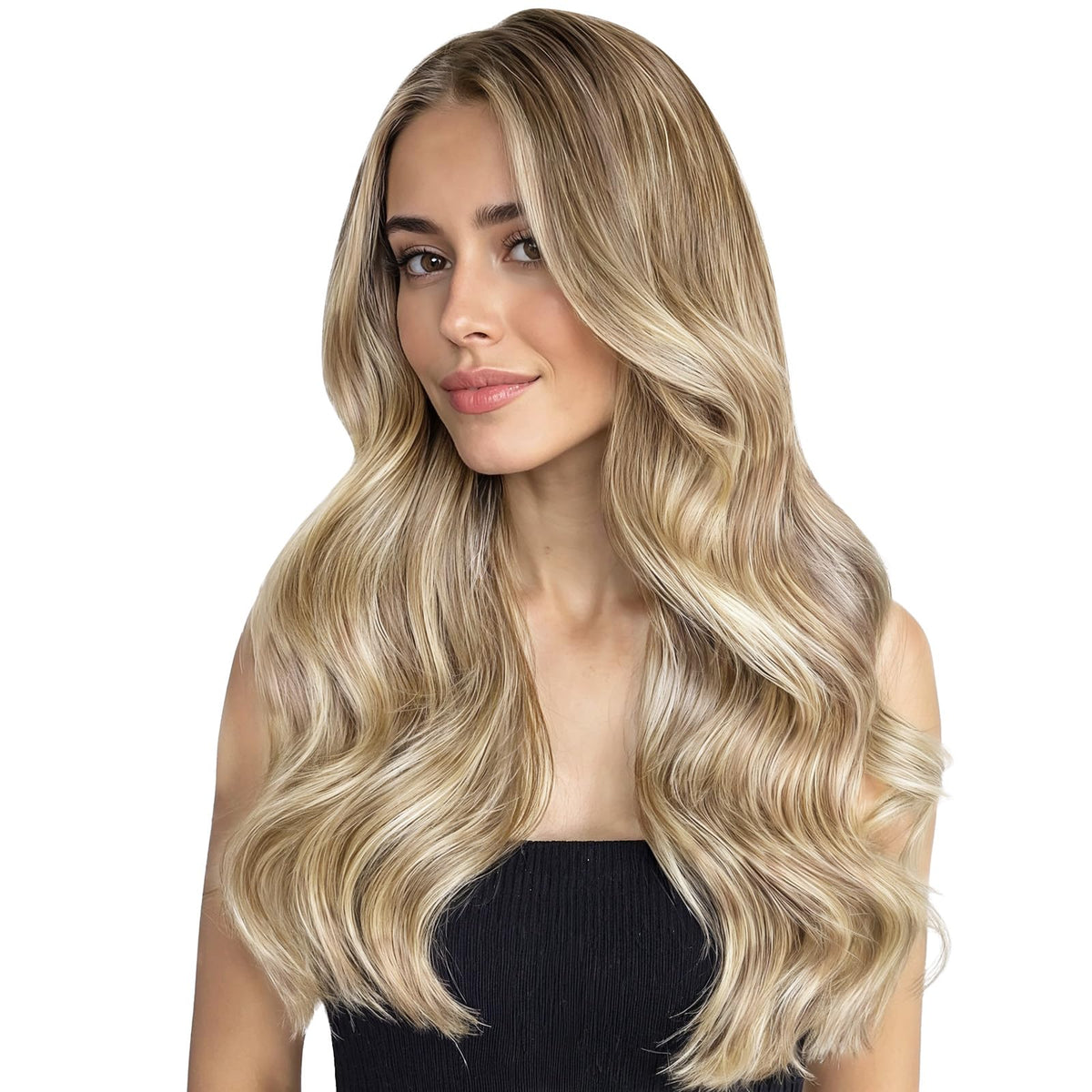 Wennalife Tape in Hair Extensions 22 inch Balayage Dirty Blonde with Platinum Ends