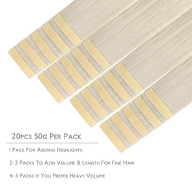 Wennalife Tape in Hair Extensions 22 inch Platinum Blonde packaging