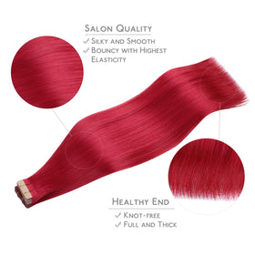 Wennalife Tape in Hair Extensions 24 inch Red on model