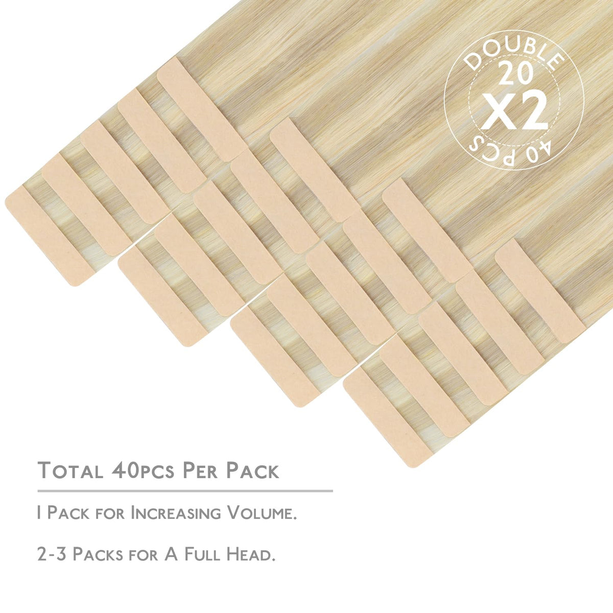 Wennalife Tape in Hair Extensions 40 pieces packaging