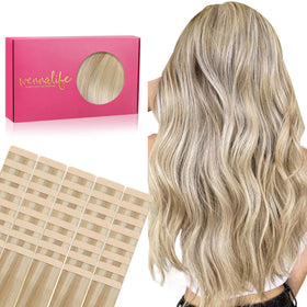 Wennalife Tape in Hair Extensions 40pcs 100g 22 inch Dirty Blonde front view