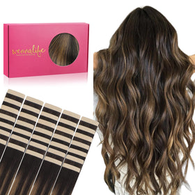 Wennalife Tape in Hair Extensions 40pcs 100g front view
