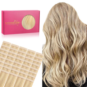 Wennalife Tape in Hair Extensions 40pcs 100g Light Blonde front view