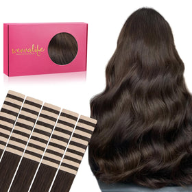 Wennalife Tape in Hair Extensions 40pcs Light Dark Brown front view