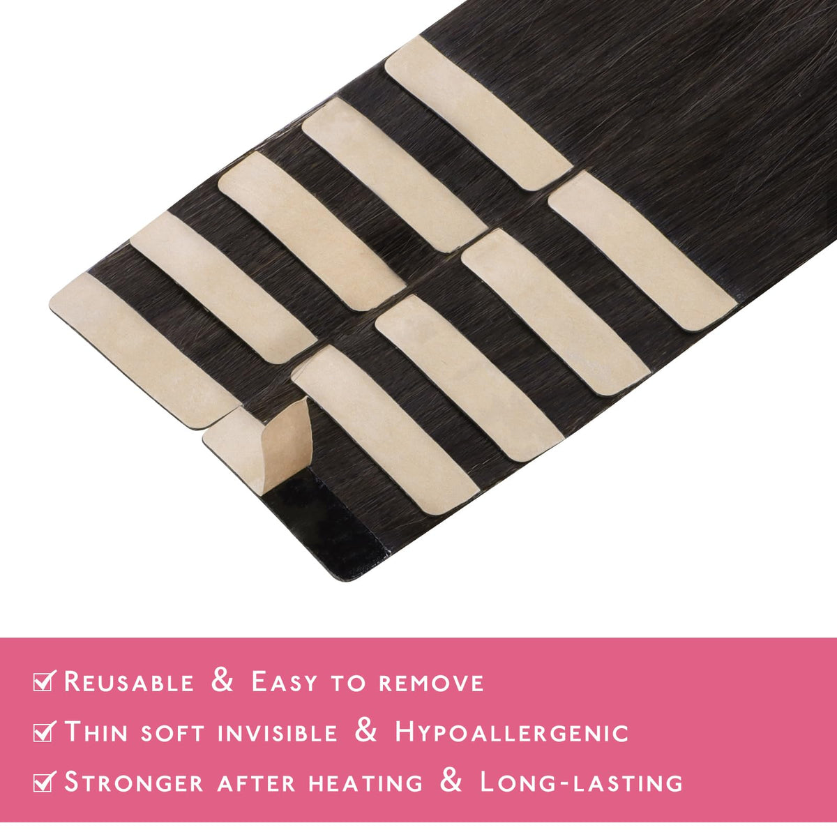 Wennalife Tape in Hair Extensions Balayage Dark Brown back view