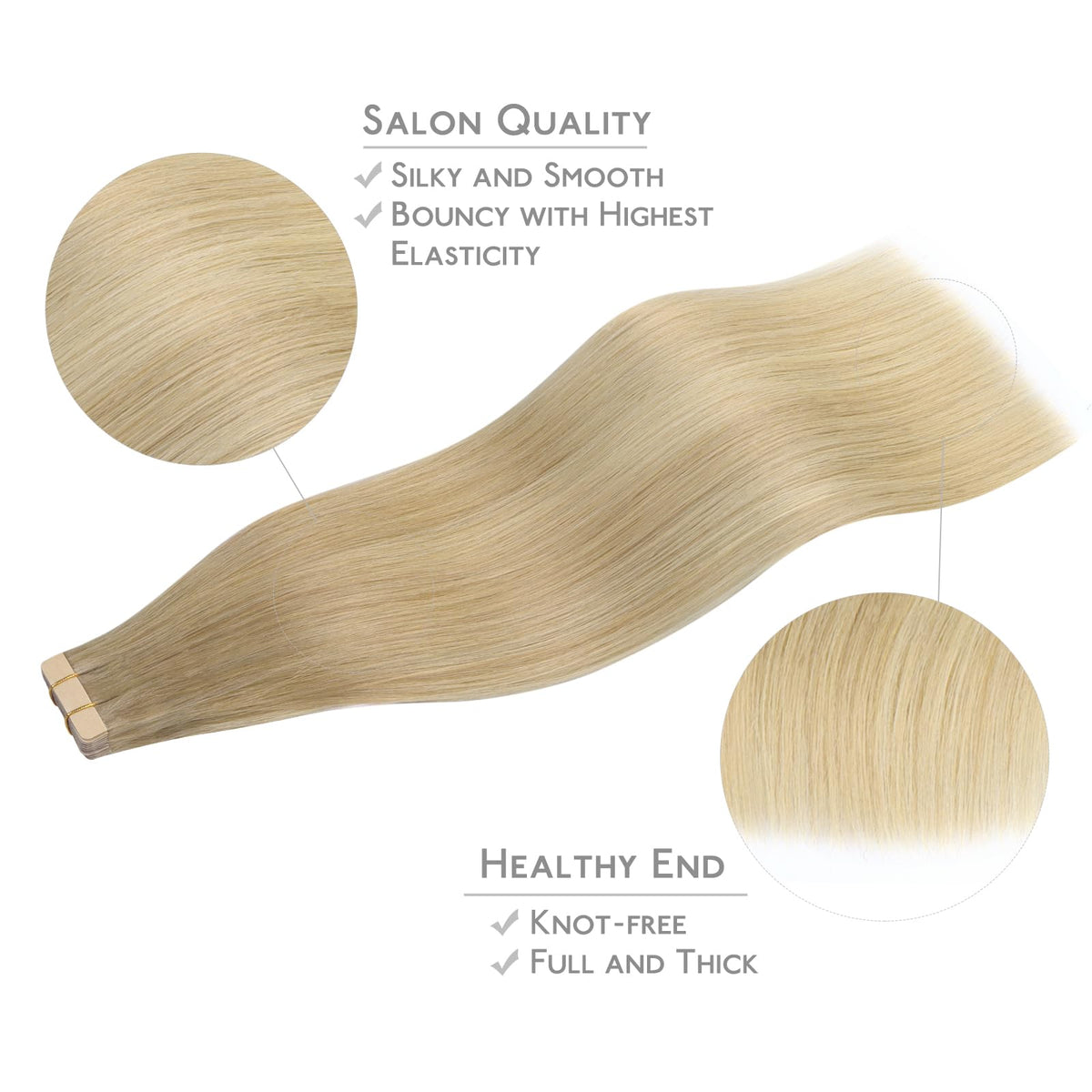 Wennalife Tape in Hair Extensions Balayage Dirty Blonde displayed on a model