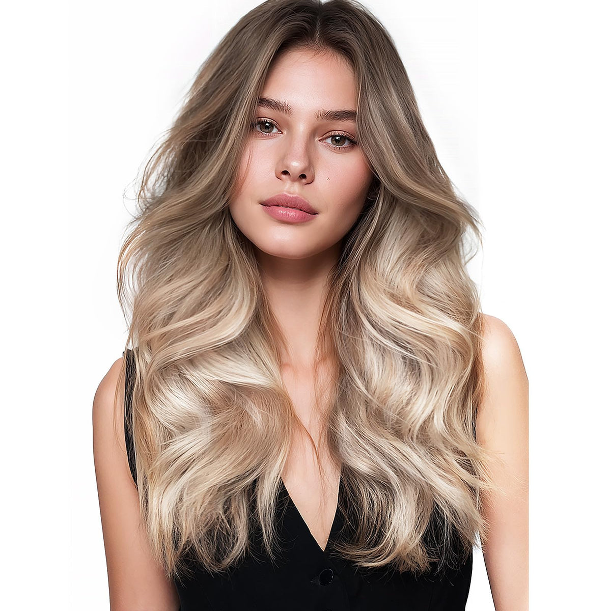 Wennalife Tape in Hair Extensions Balayage Sandy Brown to Platinum Blonde 16 inch