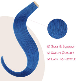 Wennalife Tape In Hair Extensions blue styled on mannequin
