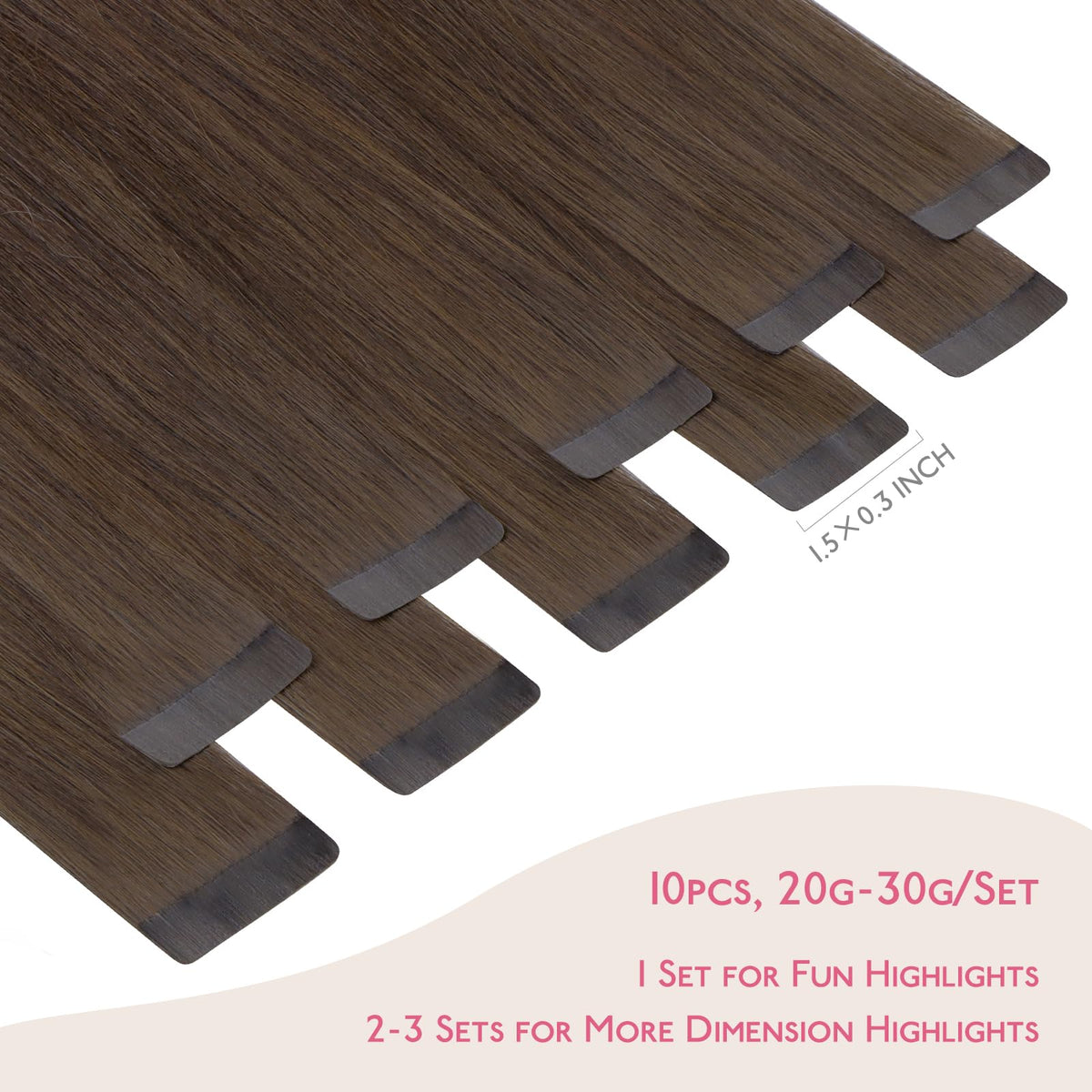 Wennalife Tape In Hair Extensions Chocolate Brown 10pcs packaging