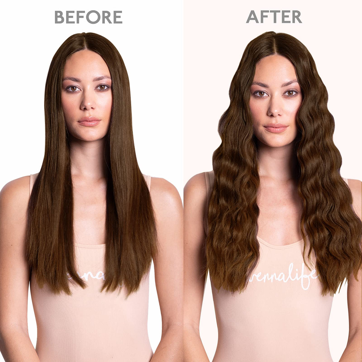 Wennalife Tape in Hair Extensions Chocolate Brown back view