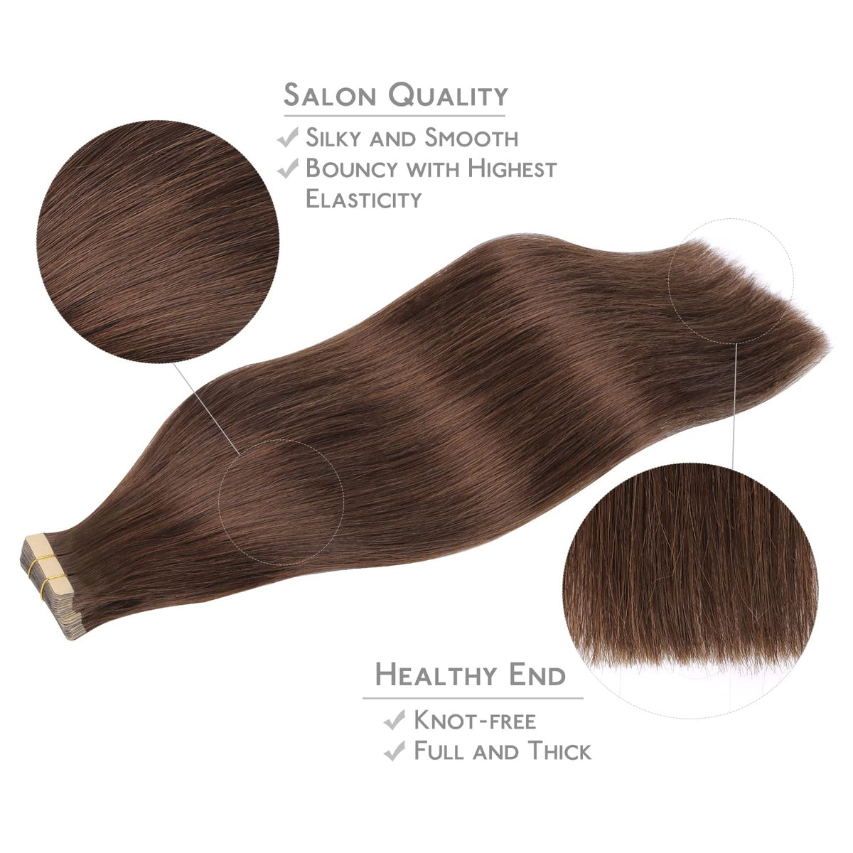Wennalife Tape in Hair Extensions Chocolate Brown in use