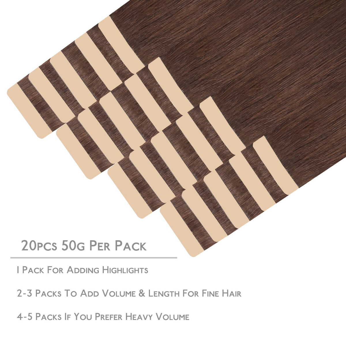 Wennalife Tape in Hair Extensions Chocolate Brown packaging