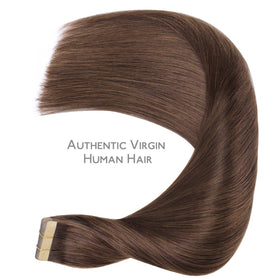 Wennalife Tape in Hair Extensions Chocolate Brown with hair care products