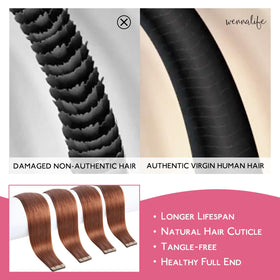 Wennalife Tape in Hair Extensions Cinnamon Copper close-up