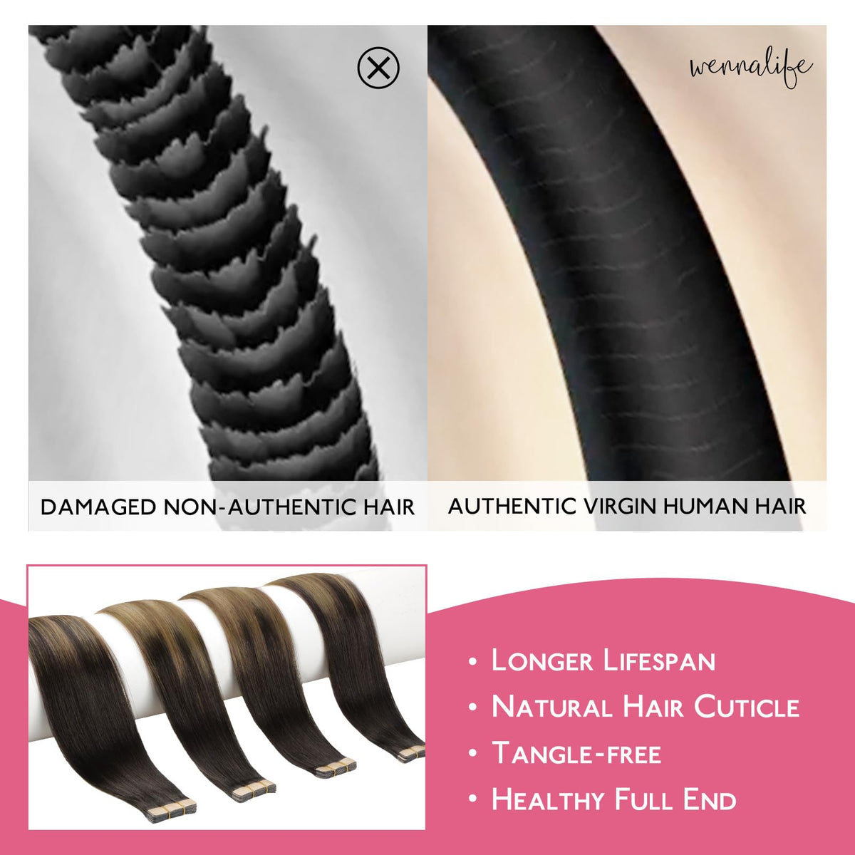 Wennalife Tape in Hair Extensions close-up of tape