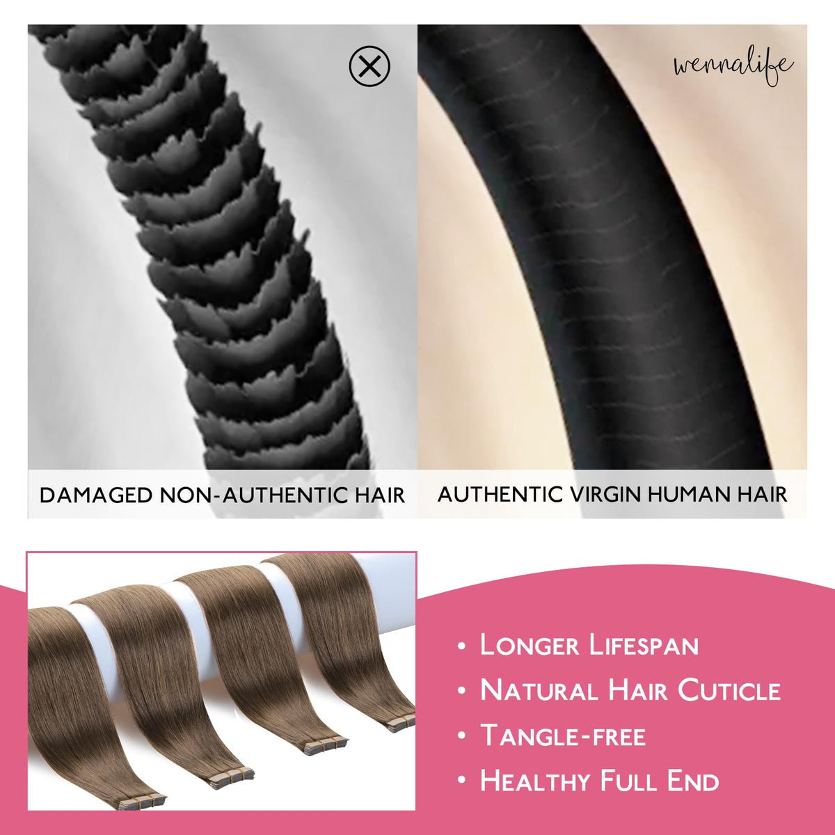 Wennalife Tape in Hair Extensions close-up of tape
