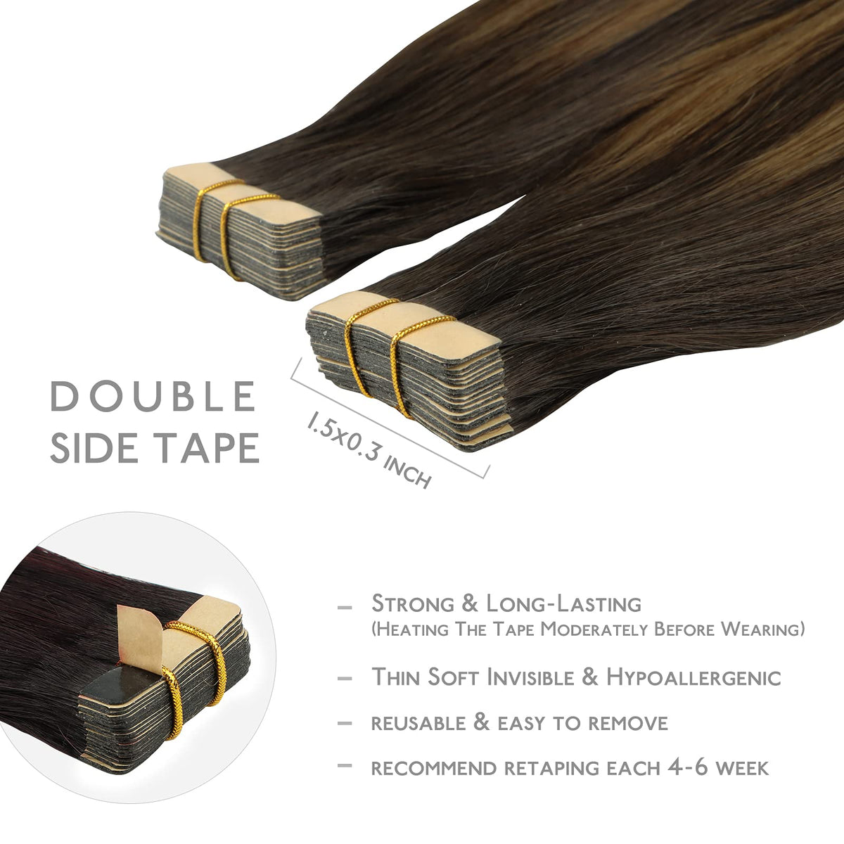 Wennalife Tape in Hair Extensions close-up of texture
