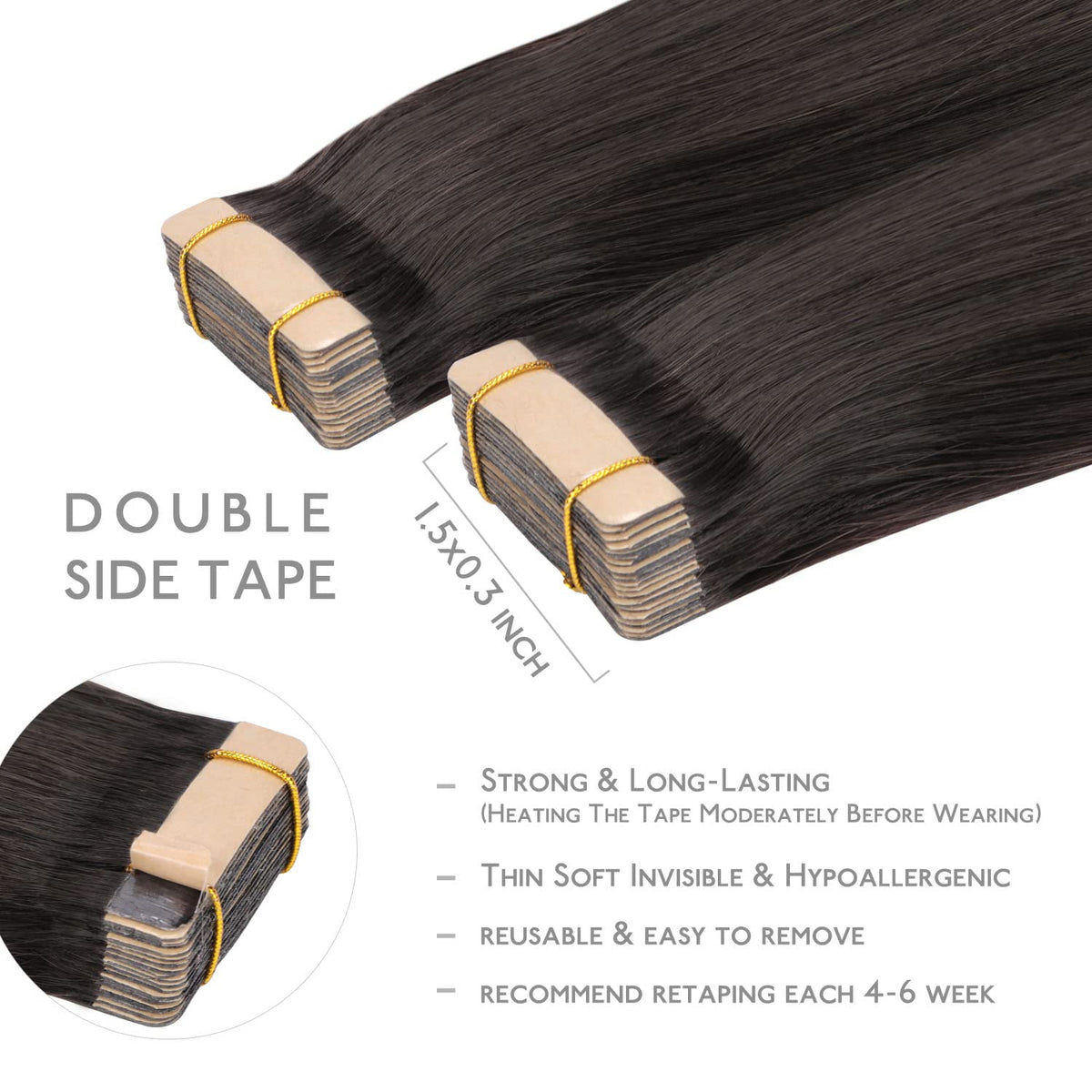 Wennalife Tape in Hair Extensions close-up of the tape