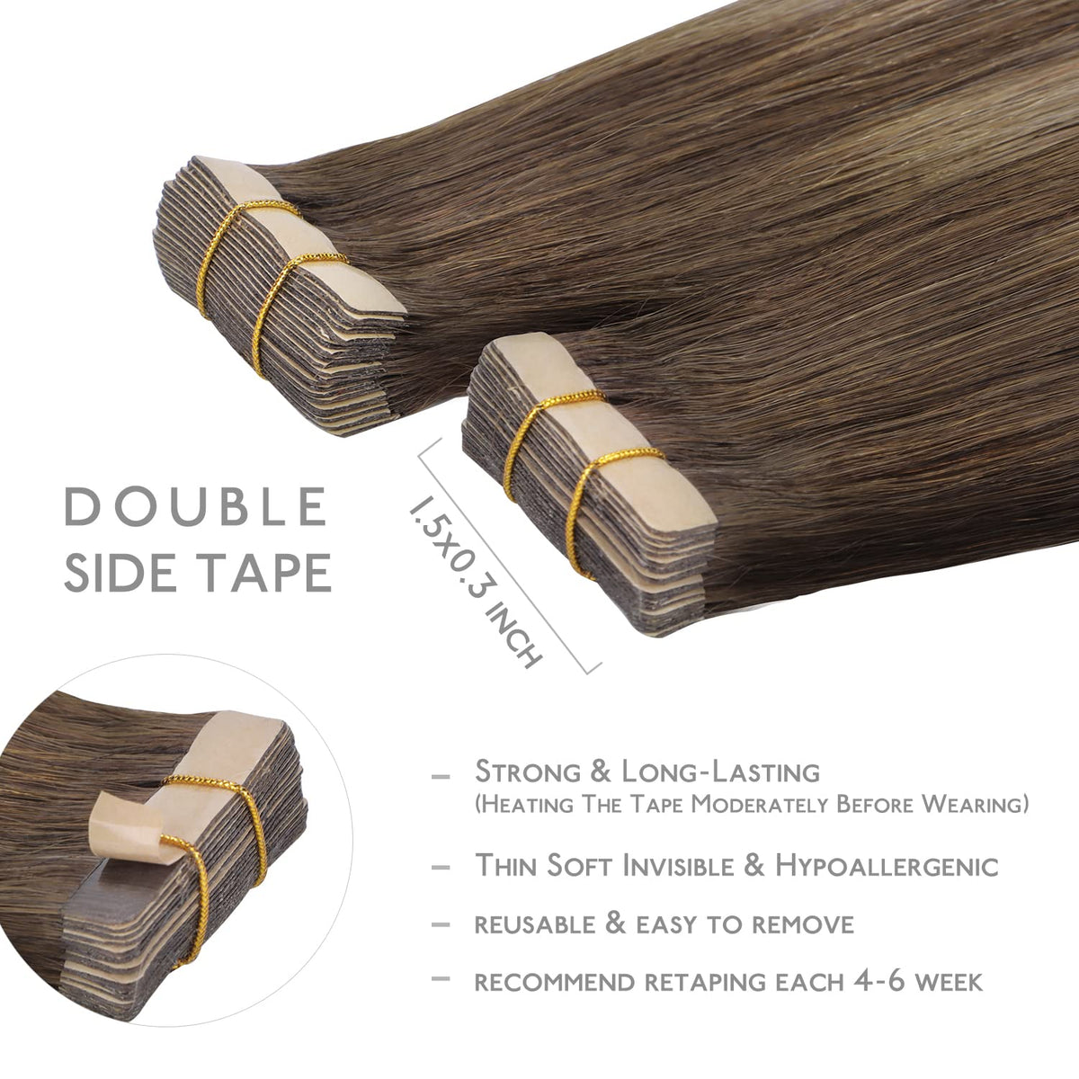 Wennalife Tape in Hair Extensions close-up showing colour blend