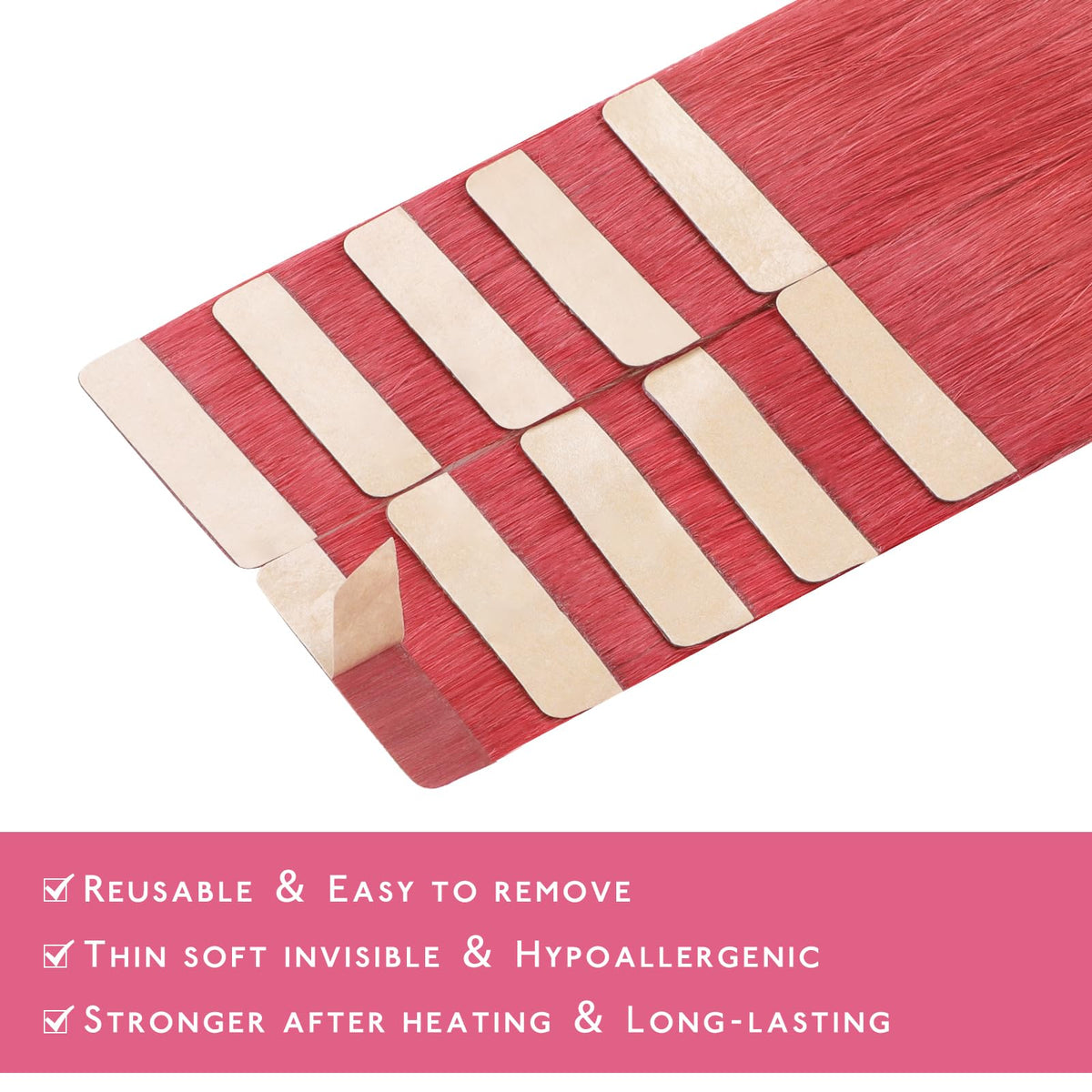 Wennalife Tape In Hair Extensions Coral Red with colour swatches
