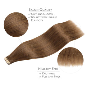 Wennalife Tape in Hair Extensions displayed on a hair model