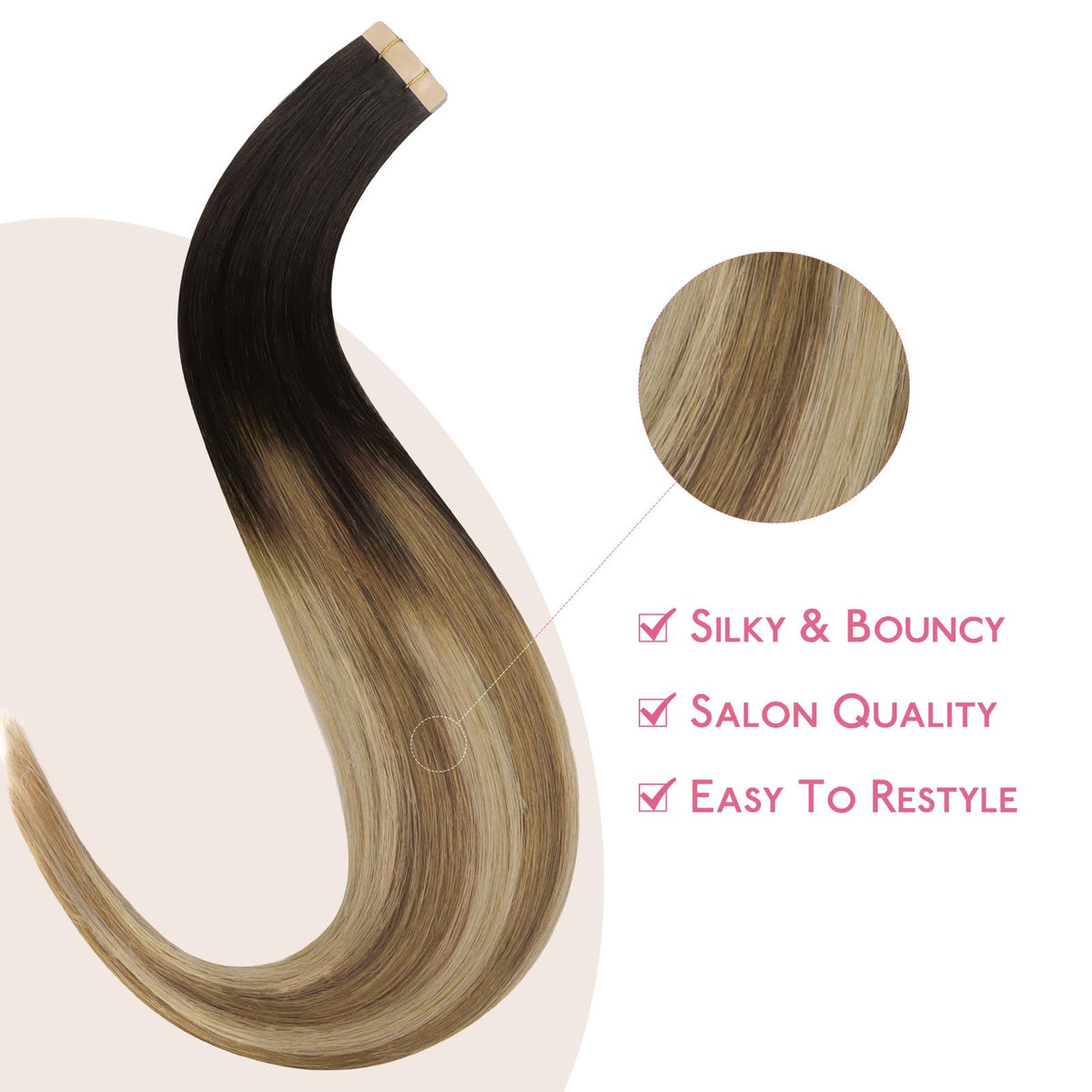Wennalife Tape in Hair Extensions displayed on a mannequin