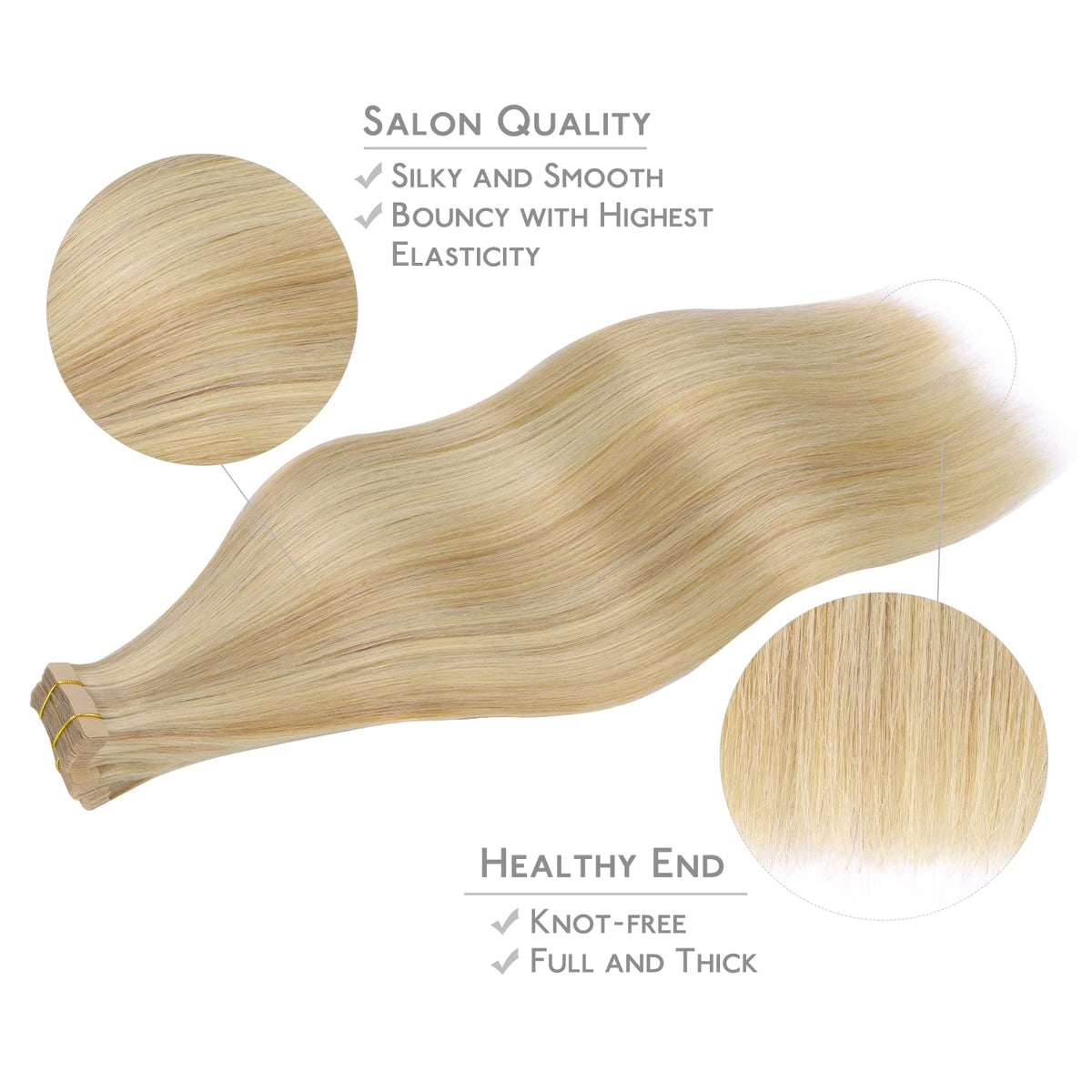 Wennalife Tape in Hair Extensions displayed on a model