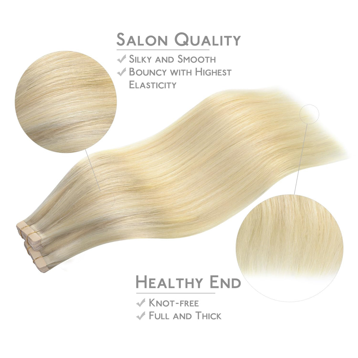 Wennalife Tape in Hair Extensions displayed on a model