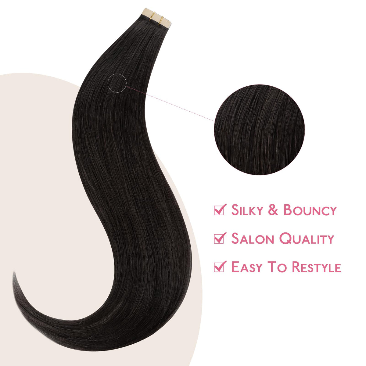 Wennalife Tape in Hair Extensions displayed on a model