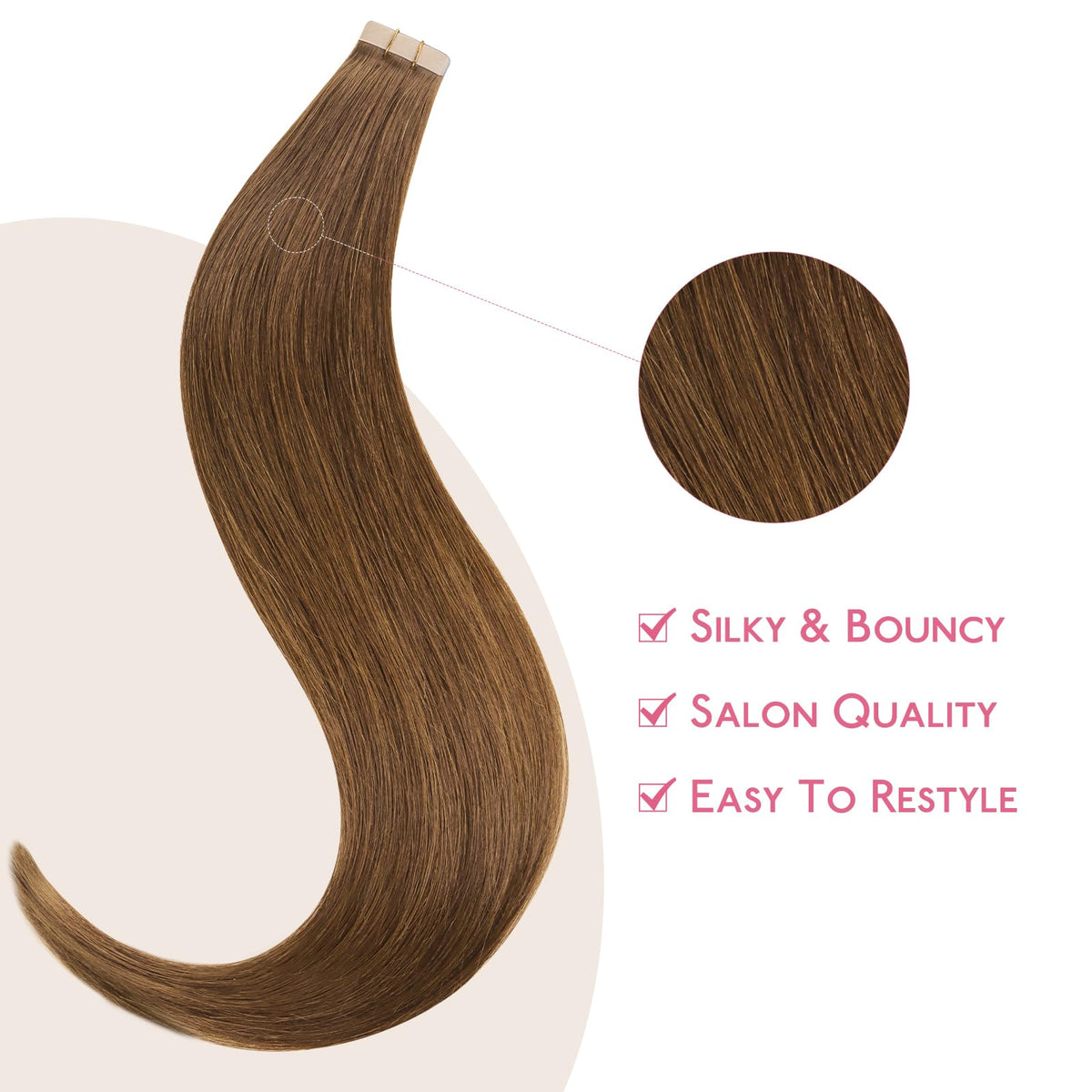 Wennalife Tape in Hair Extensions displayed on a model