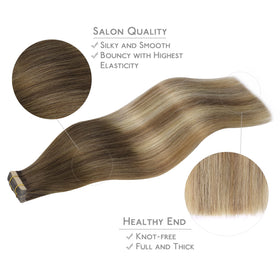 Wennalife Tape in Hair Extensions displayed on a model