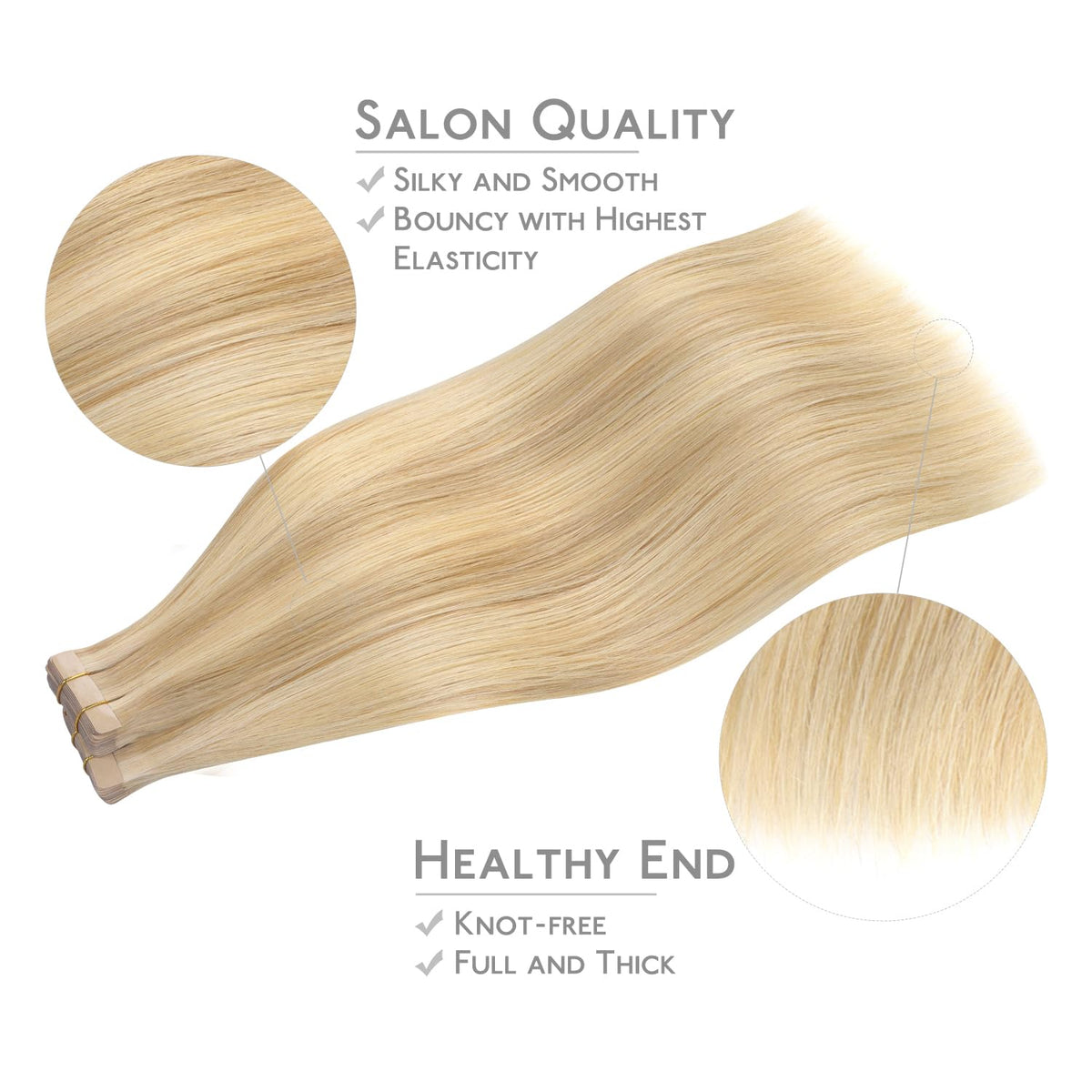 Wennalife Tape in Hair Extensions displayed on a model