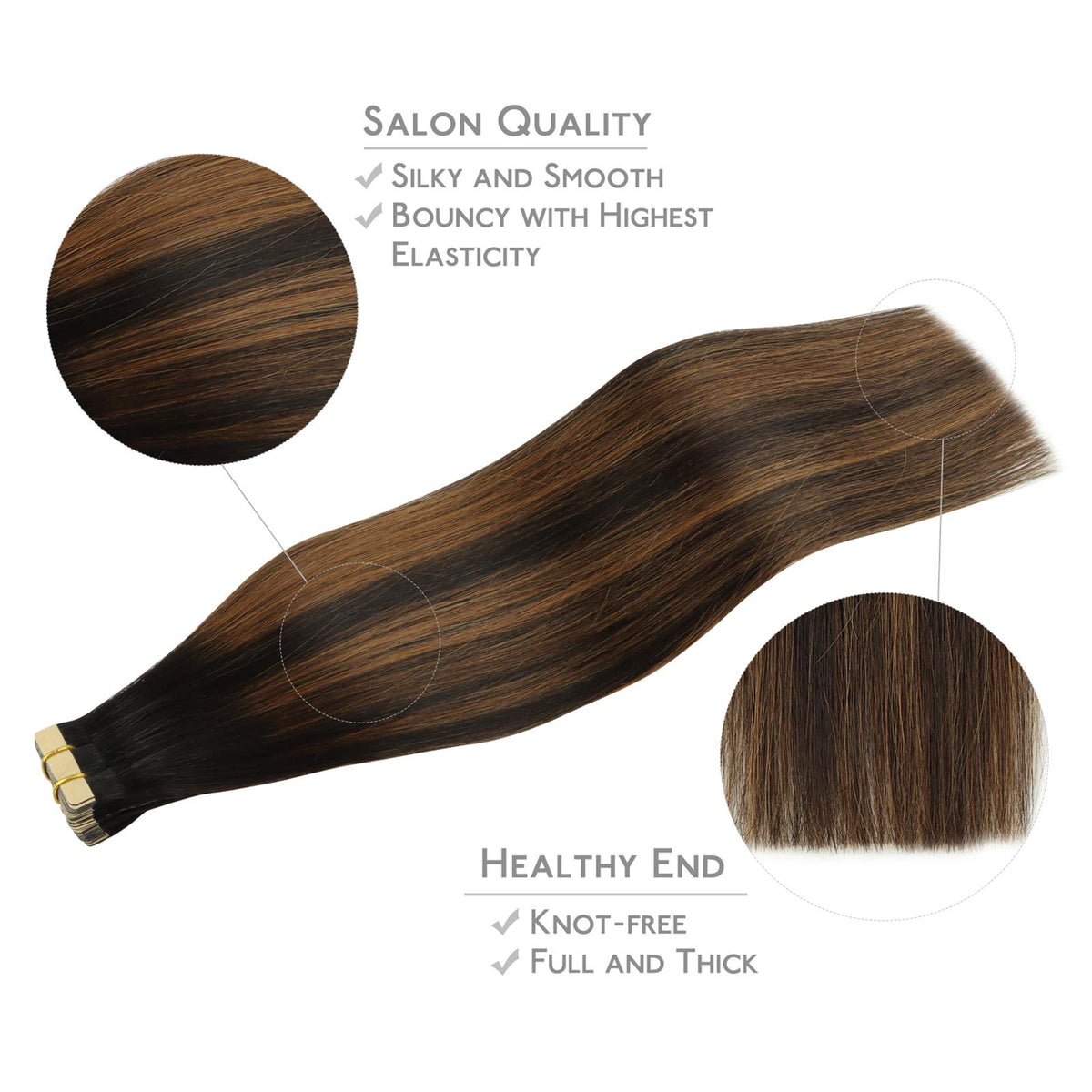 Wennalife Tape in Hair Extensions displayed with care instructions